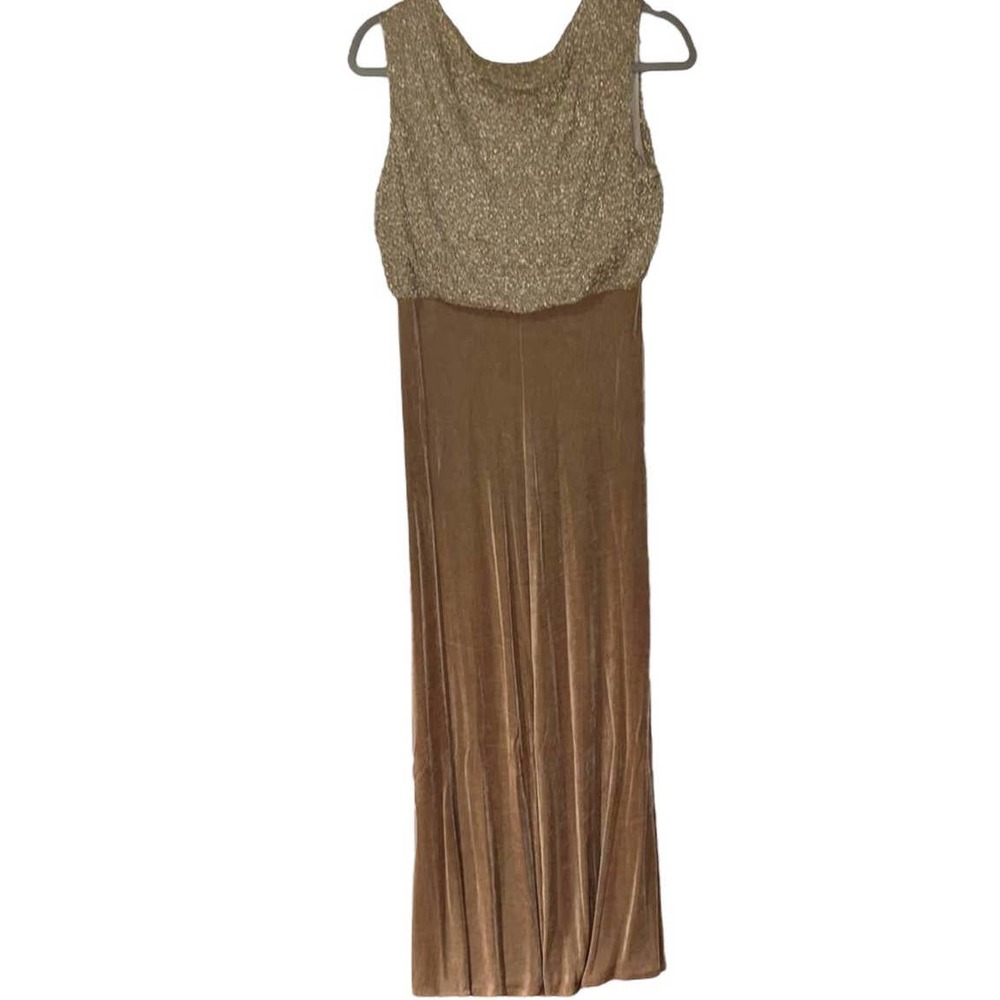 CITI DRESS GOLD TEXTURED MAXI VINTAGE SHIMMERY DRESS SIZE 12